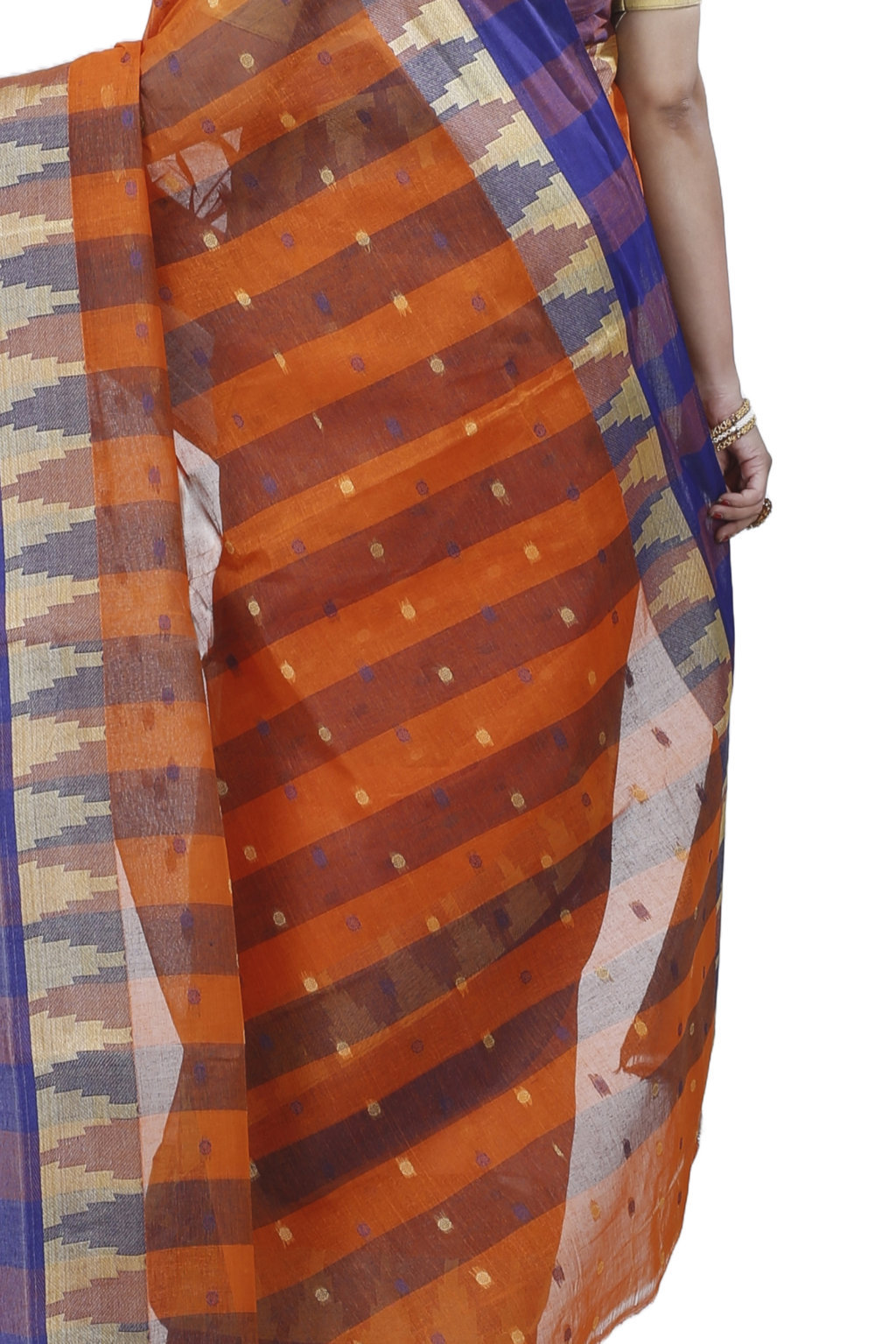 Orange Pure Cotton Jamuna Tant Saree (1311)